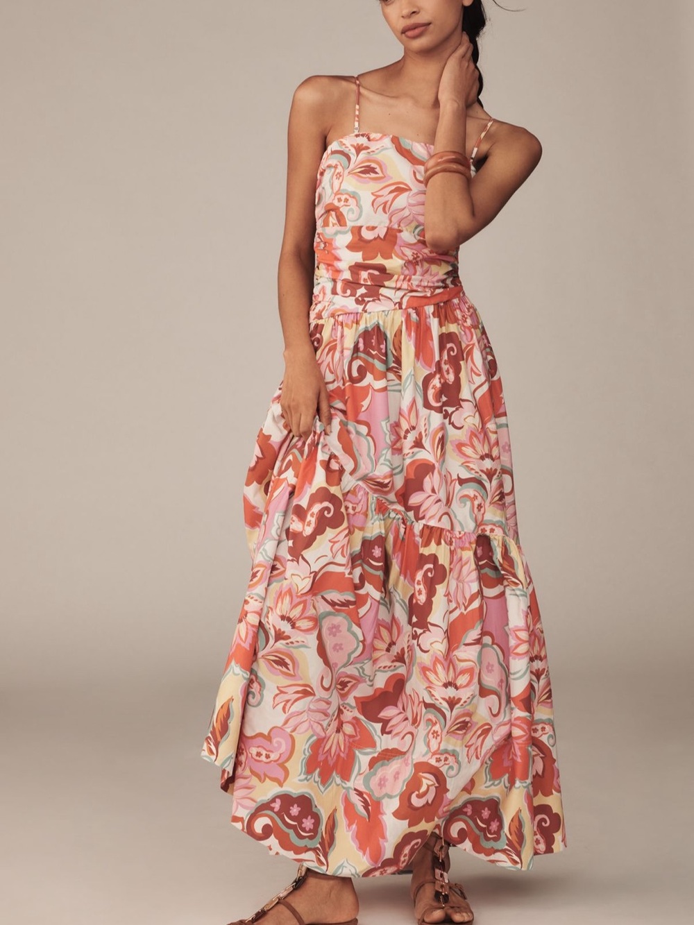 Anthropologie Love The Label Printed Cotton A-Line Maxi Dress